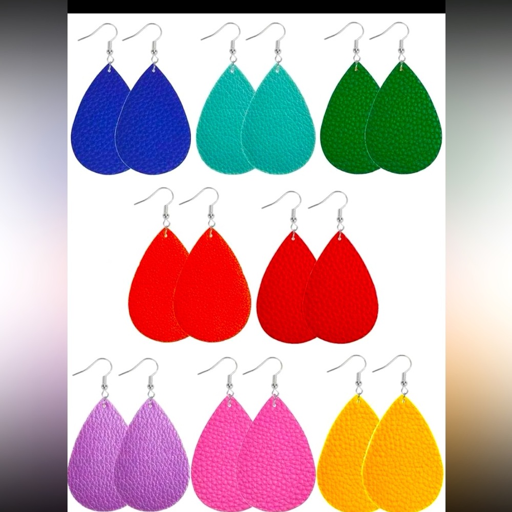 Fashion Multicolored PU Polyurethane Water Drop Earrings.